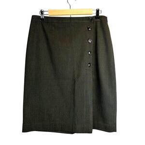 Banana Republic Hunter Green Pleated Button Pencil Skirt Womens Size 10 Office